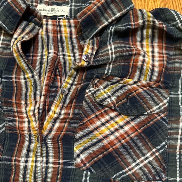 NATURAL LIFE X-Large Multicolor Plaid Shirt Dress - Picture 3 of 5